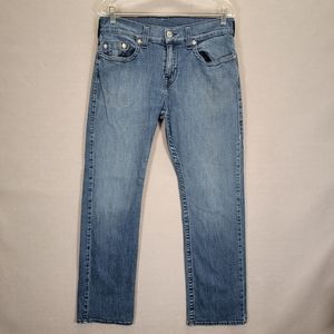 True Religion Mens Ricky Jeans Size 32x29 Blue Denim Relaxed Straight Stretch